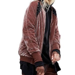 Dusty Pink Glam Rock Velvet Bomber